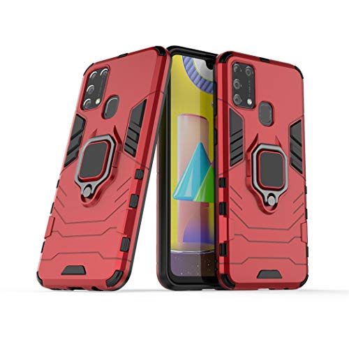 LuluMain Kompatibel mit Galaxy M31 Hülle, Ring Ständer Magnetischer Handyhalter Auto Caseme Schutzhülle Case für Samsung Galaxy M31 (Rot) von LuluMain