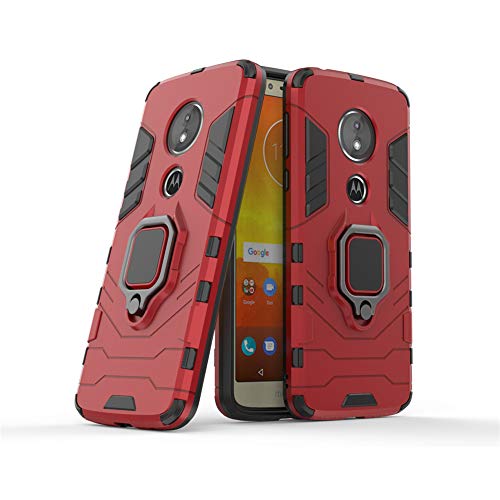 LuluMain Kompatibel mit Moto E5 Hülle, Ring Ständer Magnetischer Handyhalter Auto Caseme Schutzhülle Case für Motorola Moto E5 (Rot) von LuluMain