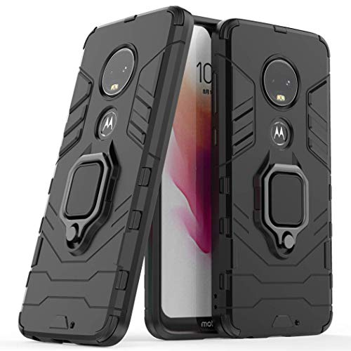 LuluMain Kompatibel mit Moto G7, Moto G7+ Hülle, Ring Ständer Magnetischer Handyhalter Auto Caseme Schutzhülle Case für Motorola Moto G7, Moto G7 Plus (Schwarz) von LuluMain