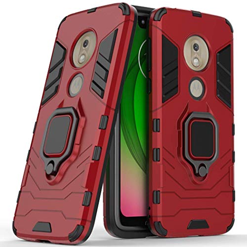 LuluMain Kompatibel mit Moto G7 Play Hülle, Ring Ständer Magnetischer Handyhalter Auto Caseme Schutzhülle Case für Motorola Moto G7 Play (Rot) von LuluMain