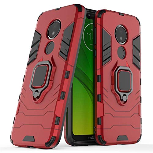 LuluMain Kompatibel mit Moto G7 Power Hülle, Ring Ständer Magnetischer Handyhalter Auto Caseme Schutzhülle Case für Motorola Moto G7 Power (Rot) von LuluMain