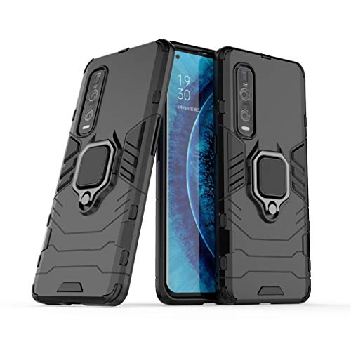 LuluMain Kompatibel mit Oppo Find X2 Pro Hülle, Ring Ständer Magnetischer Handyhalter Auto Caseme Schutzhülle Case (Schwarz) von LuluMain