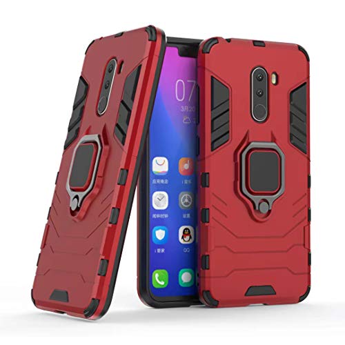 LuluMain Kompatibel mit Pocophone F1 Hülle, Ring Ständer Magnetischer Handyhalter Auto Caseme Schutzhülle Case für Xiaomi Pocophone F1 (Rot) von LuluMain