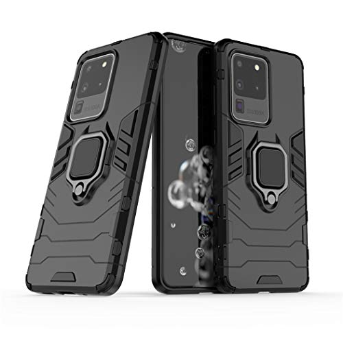 LuluMain Kompatibel mit Samsung Galaxy S20 Ultra, Galaxy S20Ultra 5G Hülle, Ring Ständer Magnetischer Handyhalter Auto Caseme Schutzhülle Case (Schwarz) von LuluMain