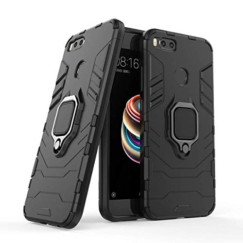 LuluMain Kompatibel mit Xiaomi Mi A1 Hülle, Ring Ständer Magnetischer Handyhalter Auto Caseme Schutzhülle Case für Xiaomi Mi A1, Xiaomi Mi 5X (Schwarz) von MaiJin