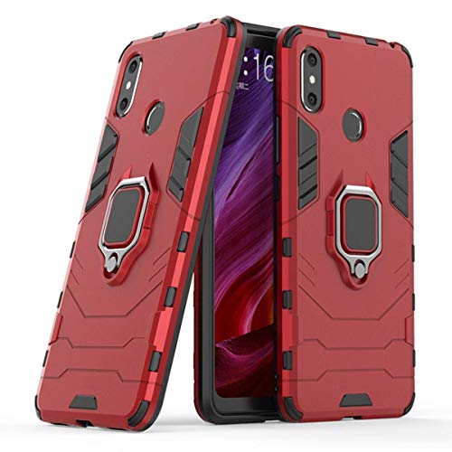 LuluMain Kompatibel mit Xiaomi Mi Max 3 Hülle, Ring Ständer Magnetischer Handyhalter Auto Caseme Schutzhülle Case für Xiaomi Mi Max3 (Rot) von LuluMain