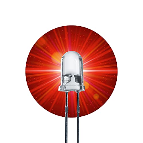 Lumetheus LED 10mm Farbe rot 5000 mcd 100 Stück Leuchtdioden ca. 2V rote Diode 2 Pin LEDs Gehäuse klar von Lumetheus