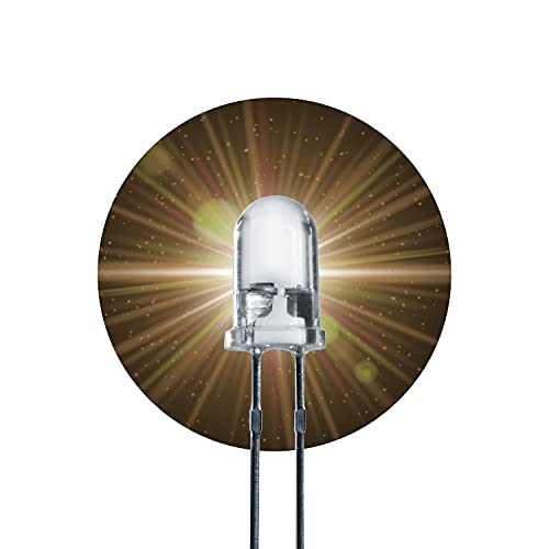 Lumetheus LED 5mm Farbe warm weiß 10000 mcd 50 Stück weiße Leuchtdioden ca. 3V Diode 2 Pin LEDs Gehäuse klar von Lumetheus