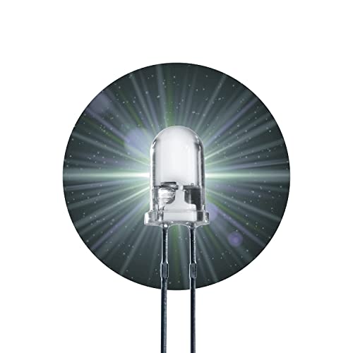 Lumetheus LED 5mm Farbe weiß 7000mcd 100 Stück weiße Leuchtdioden ca. 3V weiße Diode 2 Pin LEDs Gehäuse klar kaltweiß Tageslichtweiß von Lumetheus