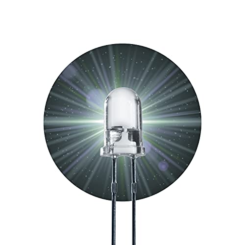 Lumetheus LED 8mm Farbe weiß LEDs Gehäuse klar 15000 mcd 100 Stück Leuchtdioden ca. 3V weiße Diode 2 Pin LEDs Gehäuse klar von Lumetheus