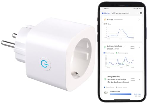 Luminea Home Control Energiekostenmesser: 2in1-WLAN-Steckdose mit bidirektionaler Strom-Messung, 16 A, App (WLAN Steckdose mit Strommessung, Stromzähler Steckdose Solar) von Luminea
