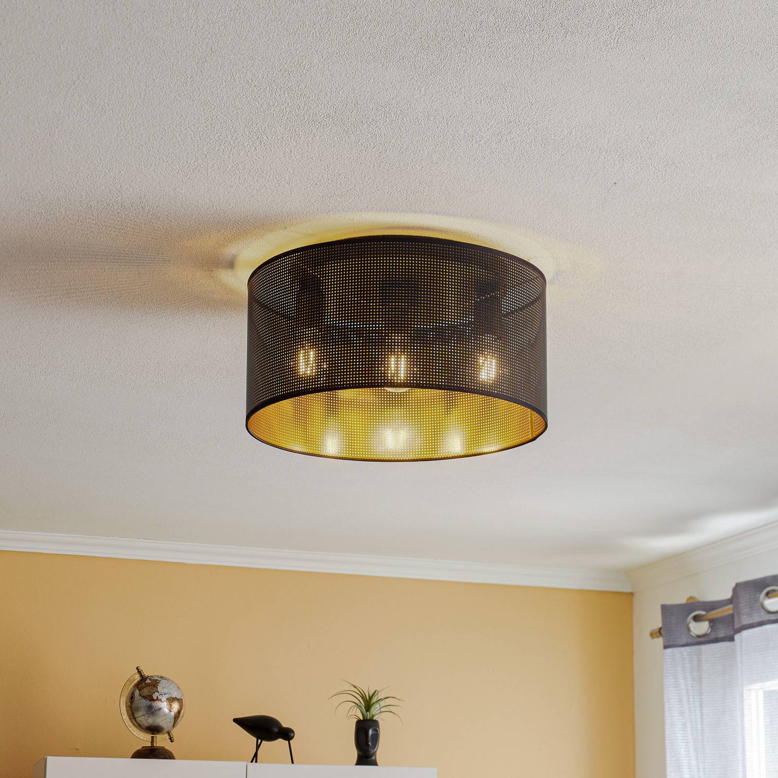 Deckenlampe Jovin 3-flammig, 1 Schirm schwarz/gold Deckenlampe Jovin 3-flammig, 1 Schirm schwarz/gold von Luminex