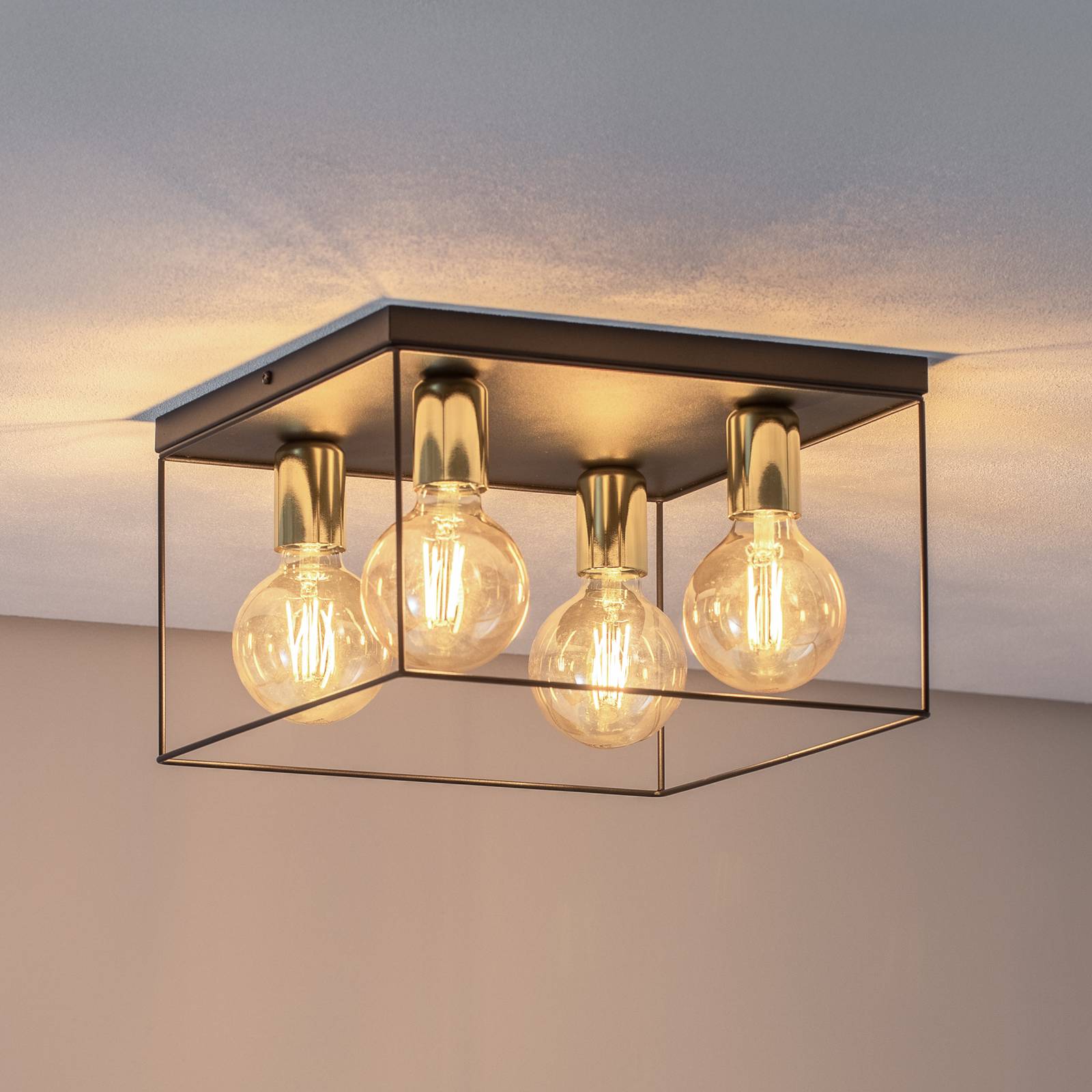 Deckenleuchte Anna mit Metallrahmen, 4-fl. Quadrat Deckenleuchte Anna mit Metallrahmen, 4-fl. Quadrat von Luminex
