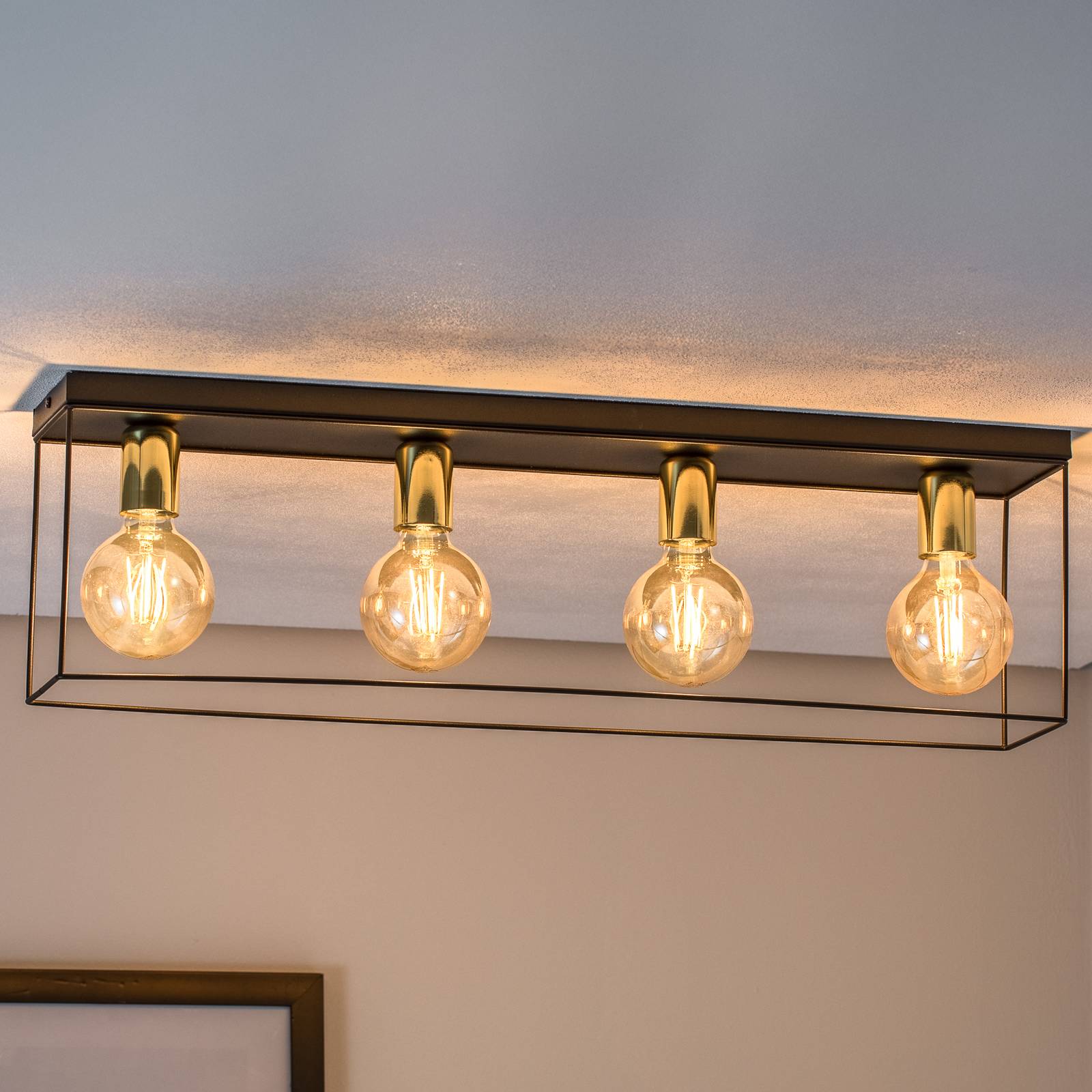 Deckenleuchte Anna mit Metallrahmen 4-fl. Rechteck Deckenleuchte Anna mit Metallrahmen 4-fl. Rechteck von Luminex