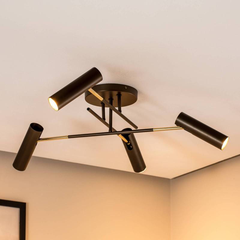 Deckenleuchte Axion, 4-flammig, titanfarben, Stahl von Luminex