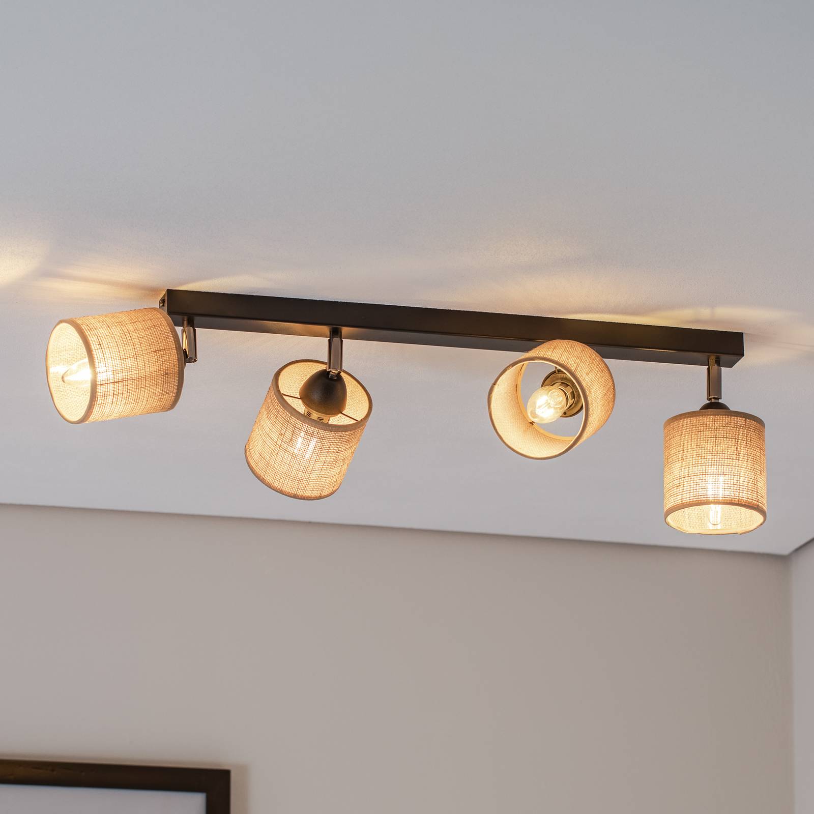Deckenspot Adeline Juteschirme 4-fl. lang Deckenspot Adeline Juteschirme 4-fl. lang von Luminex