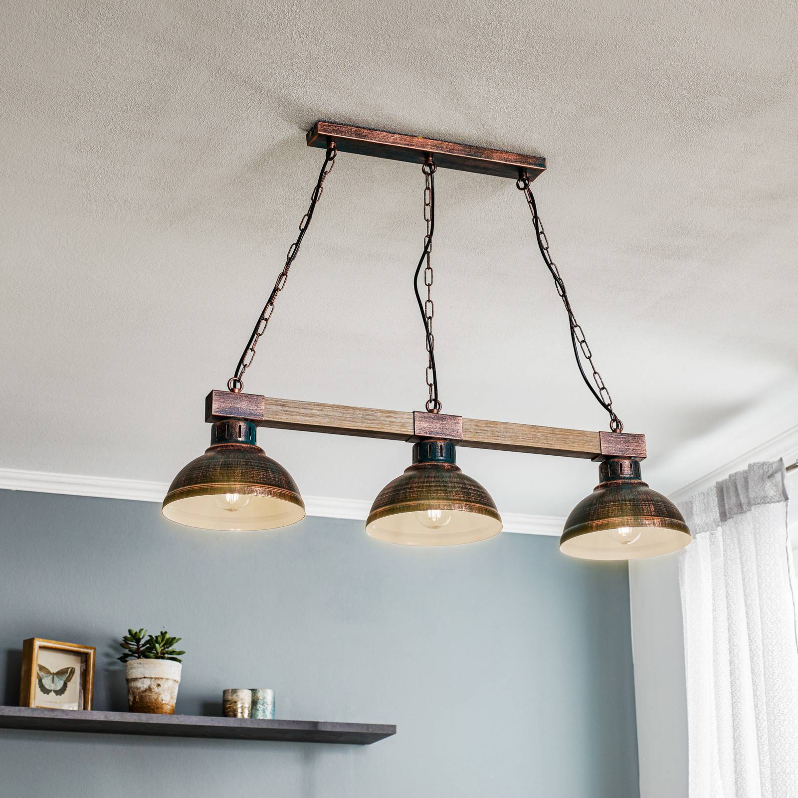 Hängelampe Hakon dreiflammig rostbraun/holz natur Hängelampe Hakon dreiflammig rostbraun/holz natur von Luminex