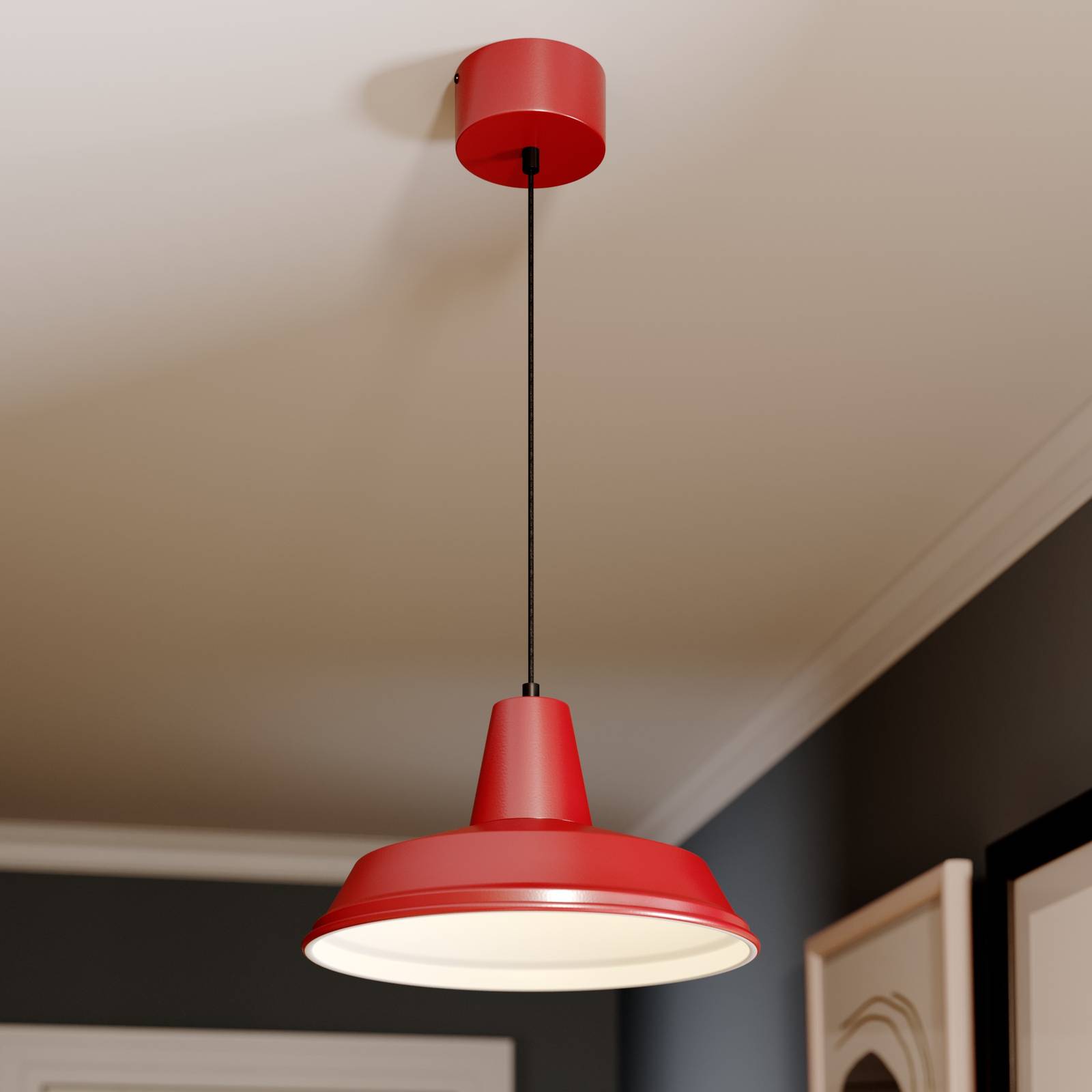 Hängeleuchte CLASS, rot/weiß, Ø 36 cm, Metall Hängeleuchte CLASS, rot/weiß, Ø 36 cm, Metall von Luminex
