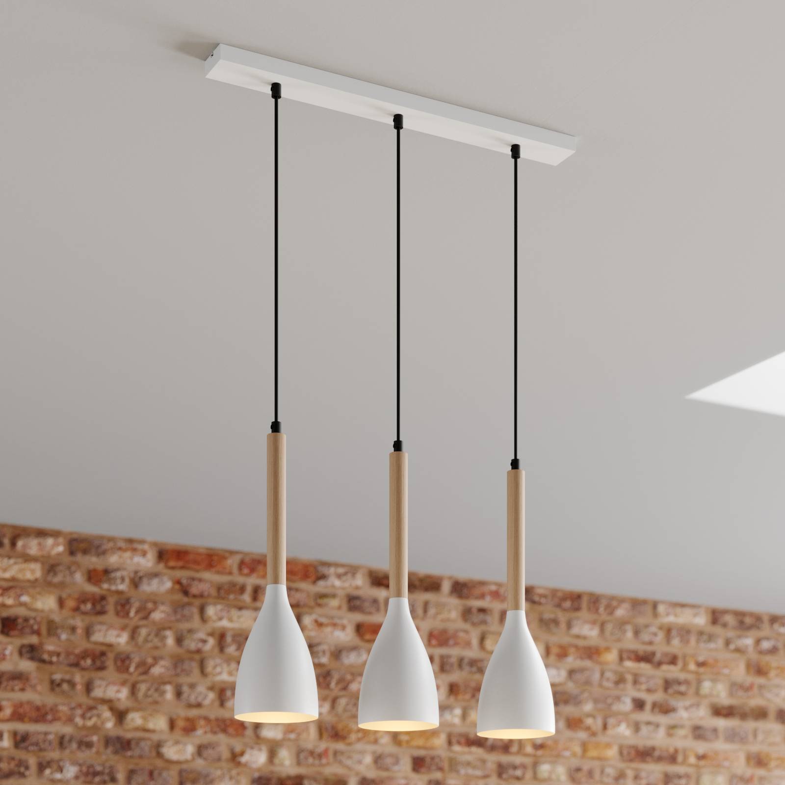 Hängeleuchte Muza, dreiflammig, weiß/Holz hell Hängeleuchte Muza, dreiflammig, weiß/Holz hell von Luminex