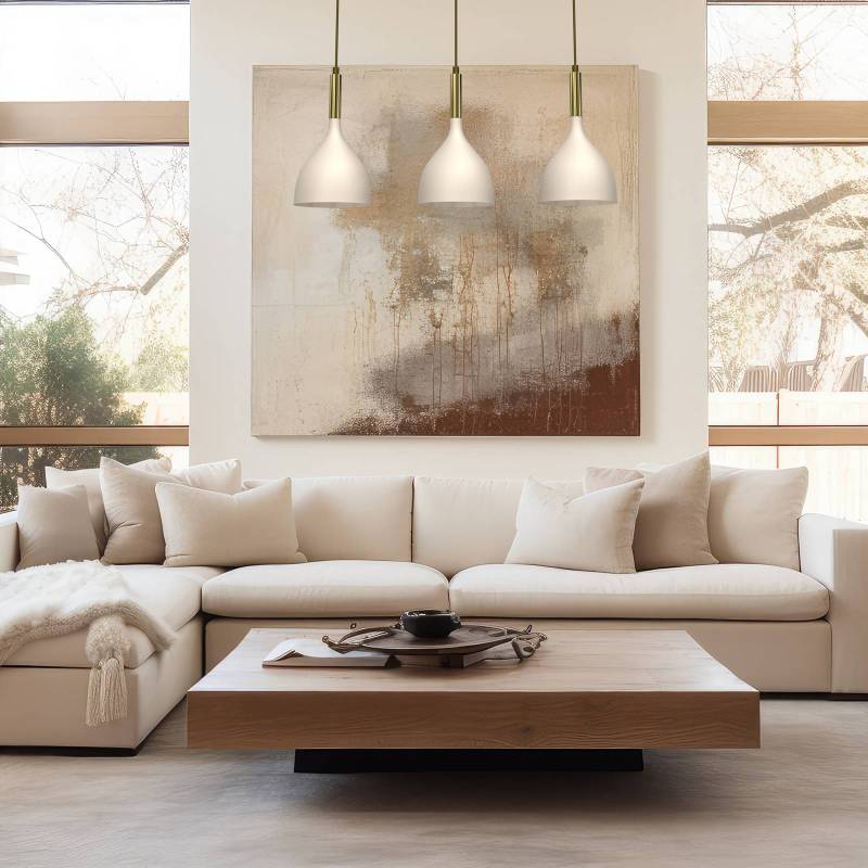 Hängeleuchte Noak, 3-flammig, beige/gold, länglich, Stahl von Luminex