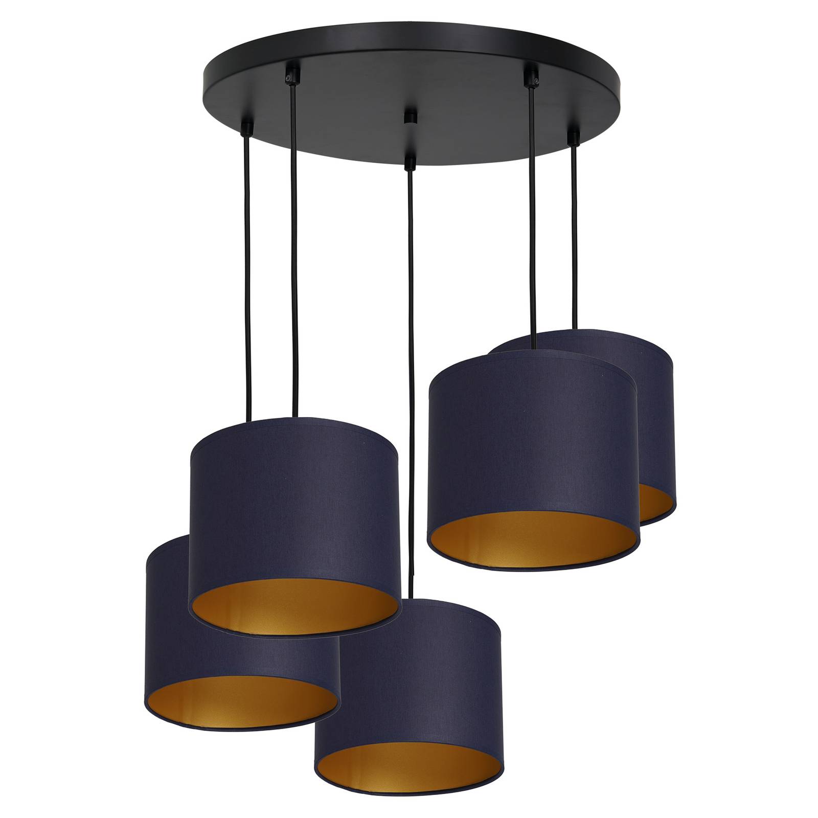 Hängeleuchte Soho, zylindrisch, rund 5fl blau/gold Hängeleuchte Soho, zylindrisch, rund 5fl blau/gold von Luminex