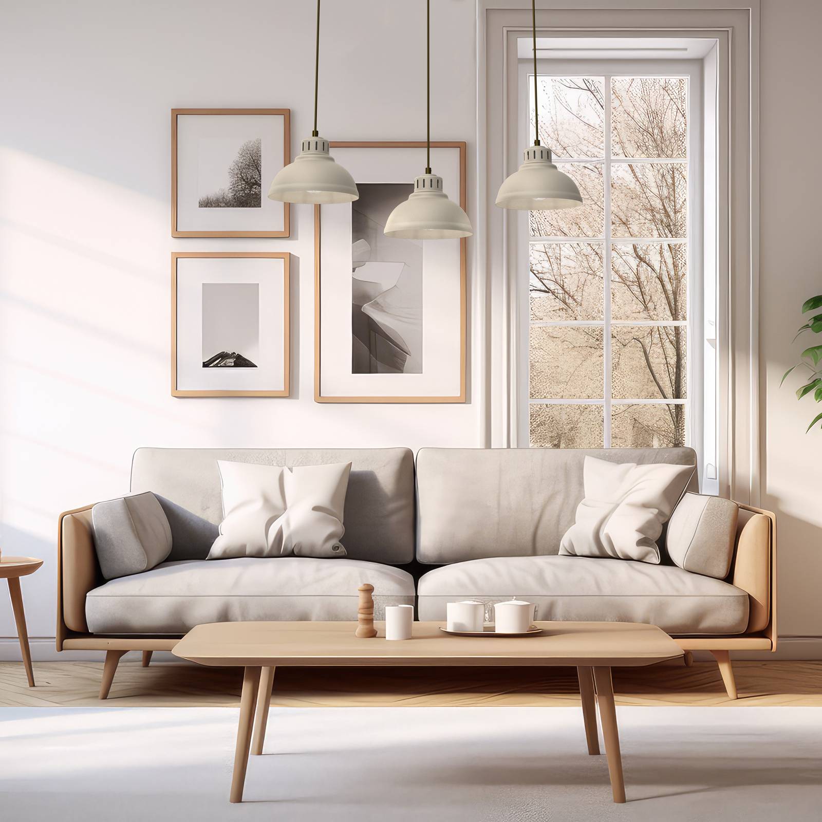Hängeleuchte Sven, 3-flammig, beige, Stahl Hängeleuchte Sven, 3-flammig, beige, Stahl von Luminex