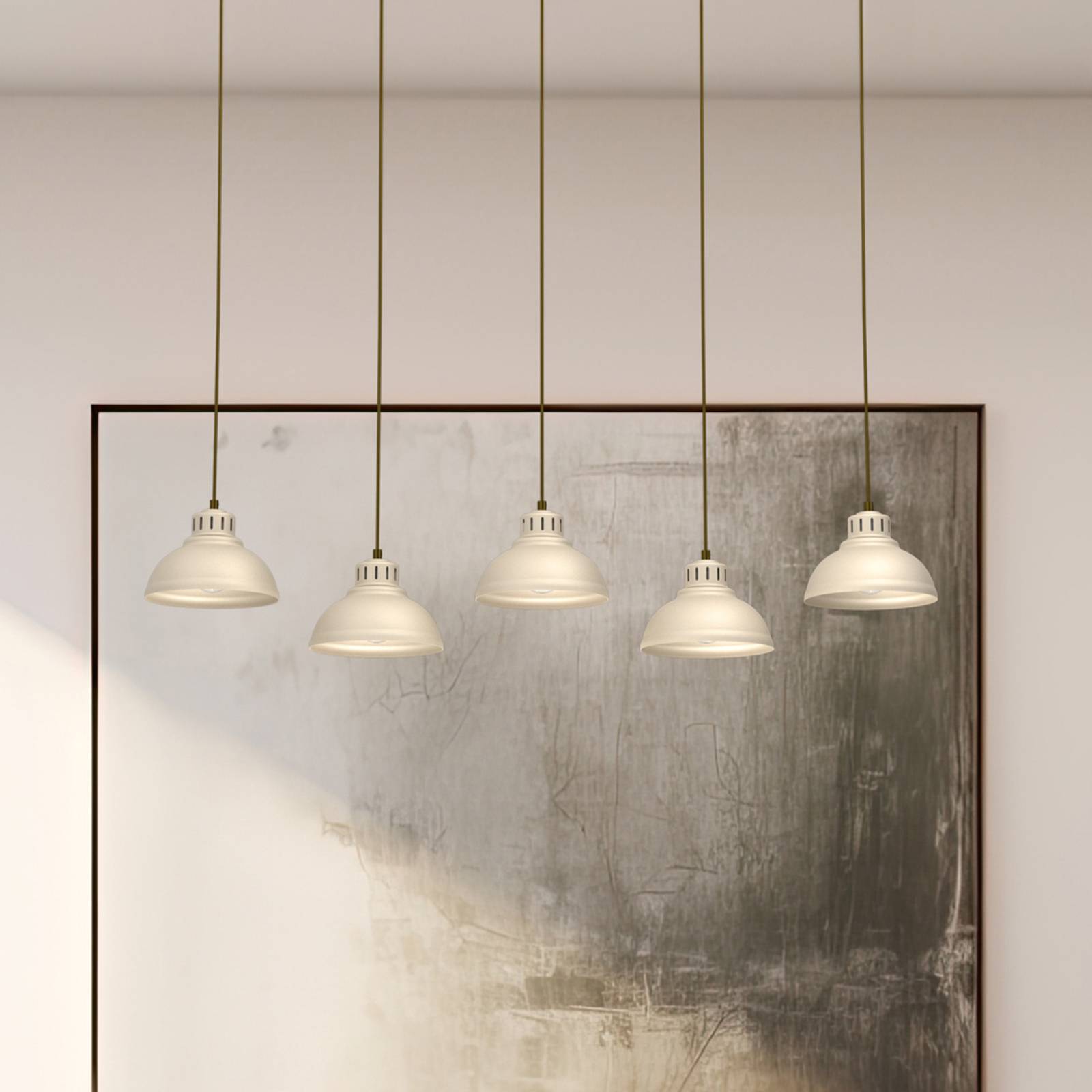 Hängeleuchte Sven, 5-flammig, beige, Stahl Hängeleuchte Sven, 5-flammig, beige, Stahl von Luminex