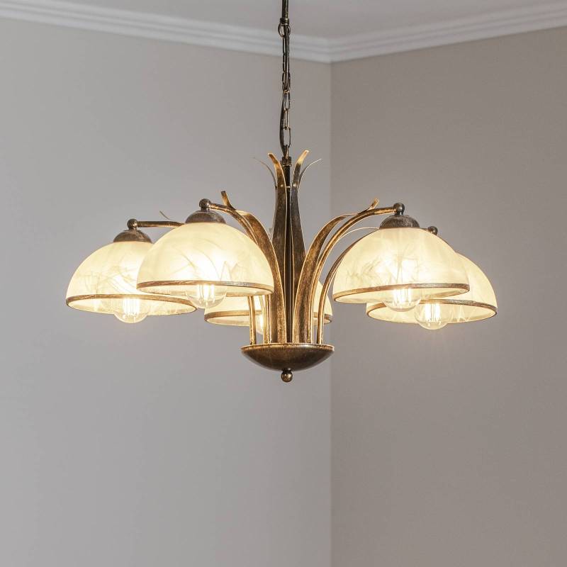 Kronleuchter Korfu, 5-flg., Ø 68 cm, goldfarben antik von Luminex