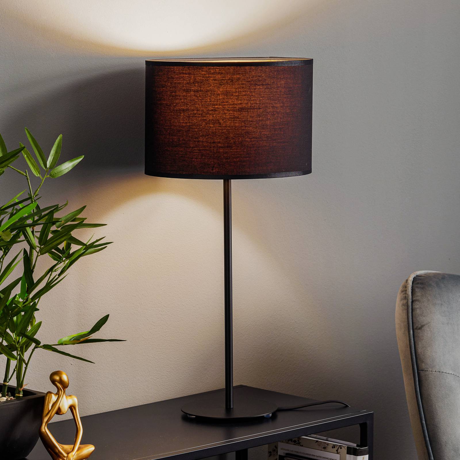 Tischleuchte Soho, zylindrisch 56cm schwarz/gold Tischleuchte Soho, zylindrisch 56cm schwarz/gold von Luminex