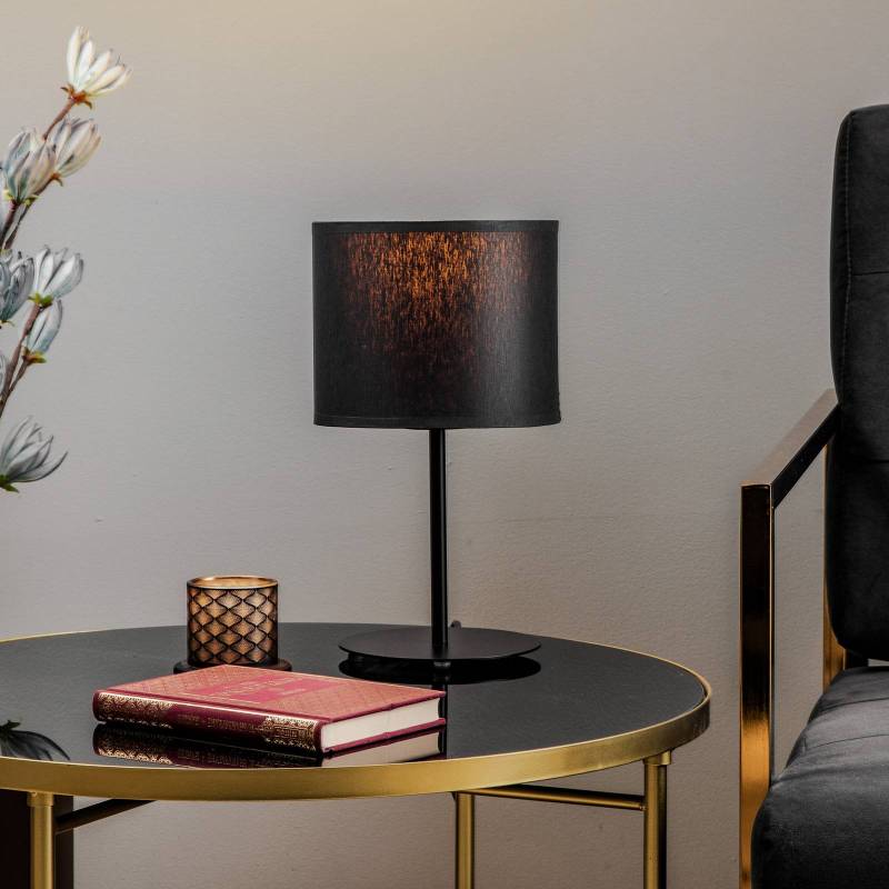 Tischleuchte Soho, zylindrisch Höhe 34cm blau/gold von Luminex