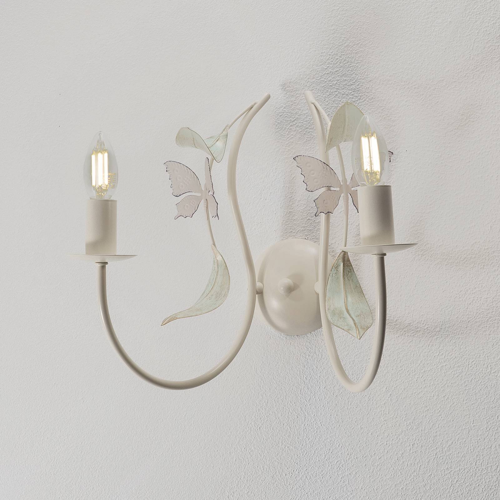 Wandlampe Summer, weiß/grün/rosa, Breite 25 cm, Stahl, 2-flg Wandlampe Summer, weiß/grün/rosa, Breite 25 cm, Stahl, 2-flg von Luminex