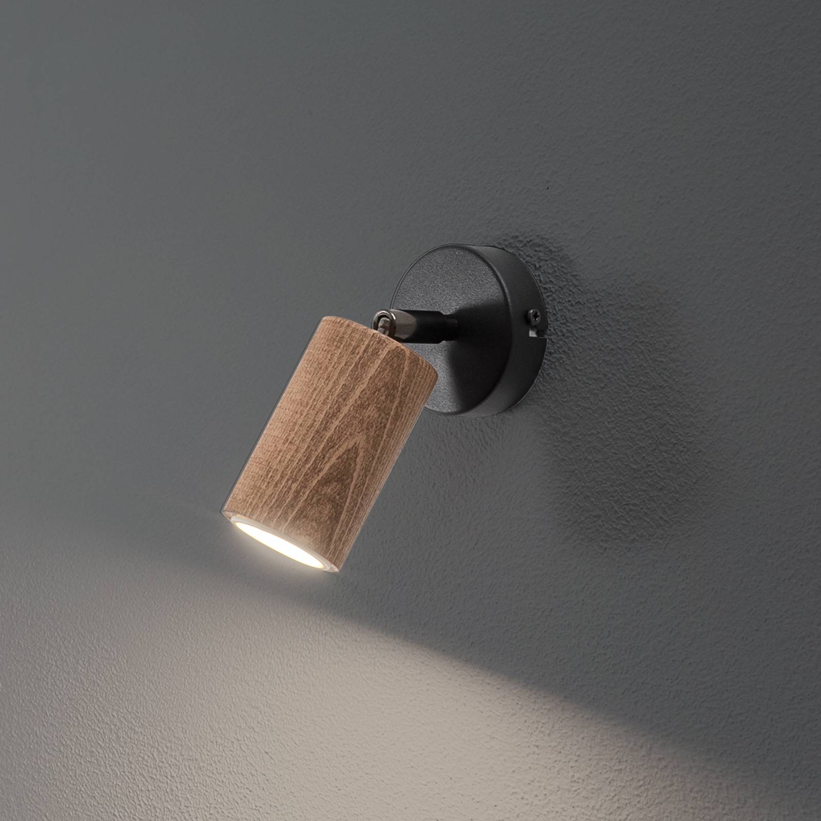 Wandleuchte Nise, 1-flammig, Stahl schwarz, Holz Wandleuchte Nise, 1-flammig, Stahl schwarz, Holz von Luminex