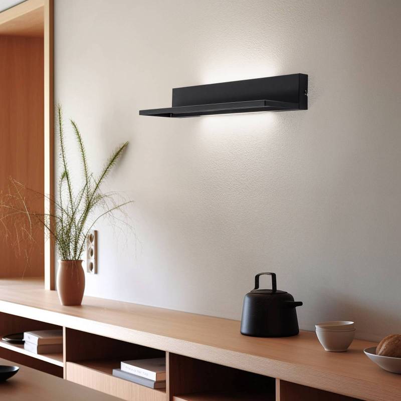 Wandleuchte Shelf, schwarz, Stahl, 60 cm lang, 2 x LED von Luminex