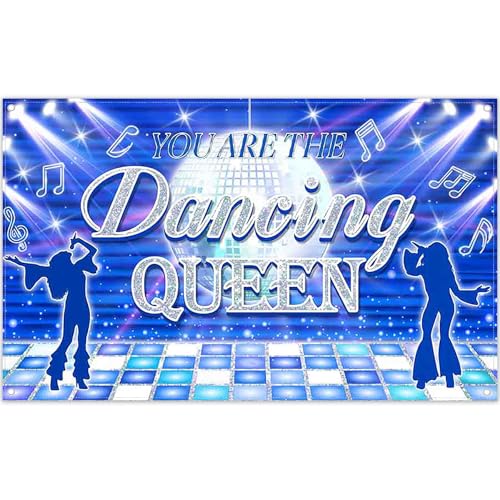 Luminora 182,9 x 109,2 cm blauer Hintergrund "You Are the Dancing Queen" Discokugel, Spotlight, Musik-Bühnenhintergrund, Kinder-Party-Banner, Foto-Requisiten, Booth Luminora 182,9 x 109,2 cm blauer Hintergrund "You Are the Dancing Queen" Discokugel, Spotlight, Musik-Bühnenhintergrund, Kinder-Party-Banner, Foto-Requisiten, Booth von Luminora