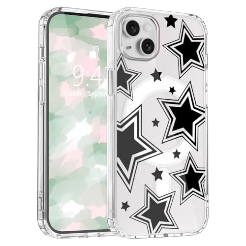 LuminousGuard Schutzhülle für iPhone 16 Pro, kompatibel mit MagSafe, niedlicher Y2K-Stern, magnetische Handyhülle, klar, weich, schlanke Passform, stoßfeste Schutzhülle für Frauen und Mädchen von LuminousGuard