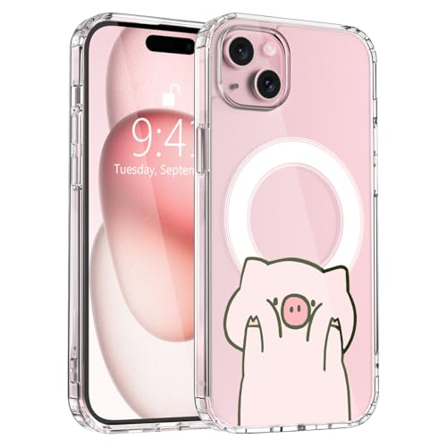 LuminousGuard Schutzhülle für iPhone 16 Pro Max, kompatibel mit MagSafe, süßes Kawaii-Schwein, magnetische Handyhülle, transparent, weich, schlanke Passform, stoßfeste Schutzhülle für Damen und von LuminousGuard