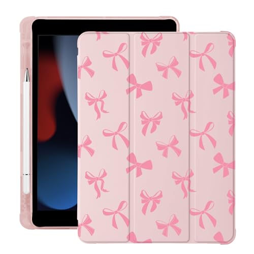 Niedliche Kawaii-Schleife für iPad Air 11 Zoll Hülle M2 2024 (6th Generation) mit Stifthalter, Auto Sleep/Wake, Rosa Leder Soft TPU Back Cover von LuminousGuard