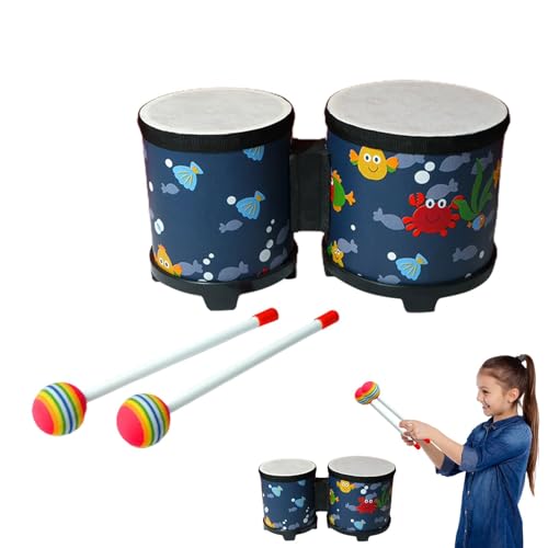 Bongo-Trommel, niedliche Handtrommel aus mit 2 bunten Drumsticks, Kinder-Bongo-Trommel, Holzbodentrommel, Bodentom-Trommel-Set, Kinder-Rhythmus-Trommel, Musikinstrumente, handgefertigte Trommel Bongo-Trommel, niedliche Handtrommel aus mit 2 bunten Drumsticks, Kinder-Bongo-Trommel, Holzbodentrommel, Bodentom-Trommel-Set, Kinder-Rhythmus-Trommel, Musikinstrumente, handgefertigte Trommel von Lumiscent