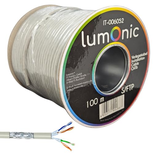 Lumonic 100m Netzwerkkabel CAT 6 S/FTP PIMF I Cat6-Kabel, Gigabit Lan Kabel, Ethernet Kabel I Flexibles Verglegekabel geschirmt, für den Innenbereich Lumonic 100m Netzwerkkabel CAT 6 S/FTP PIMF I Cat6-Kabel, Gigabit Lan Kabel, Ethernet Kabel I Flexibles Verglegekabel geschirmt, für den Innenbereich von Lumonic