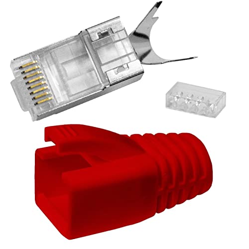 Lumonic 10x Netzwerkstecker RJ45 Stecker CAT5 CAT6 CAT7 LAN vergoldete Kontakte rot von Lumonic