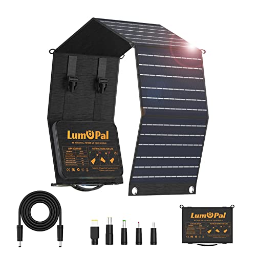 LUMOPAL Solarpanel Faltbar mit 60W type C Solar Ladegerät USB-A 3,0 (22w max)Solar Charger, IP65 Solarmodul Faltbares Solarpanel Outdoor für iPhone,Andriod handy,Tablets,Tragbare Powerstation,Camping von Lumopal