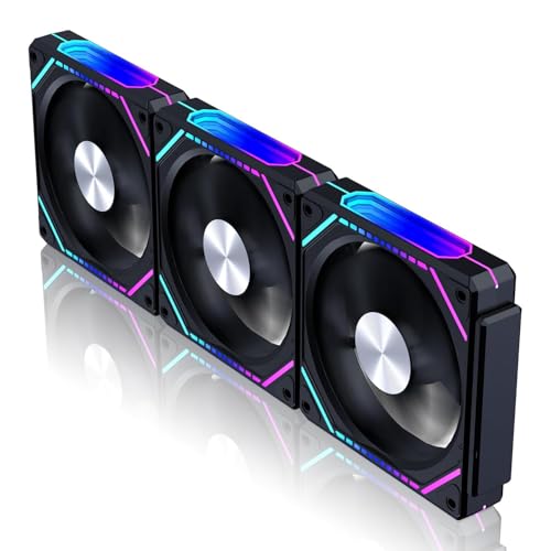DS Wireless Assembly 360 Gehäuselüfter, 120 mm LED-Lüfter, kompatibel mit ASUS Aura, MSI Mystic Light für PC-Gehäuse, Computer-CPU-Kühler, flüssigkeitsgekühltes System (3 Lüfter, KA-Serie) von Lumtang