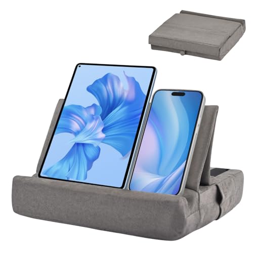 Lunaanda Tablet Halter Kissen, Tablet Kissen Ständer Lesekissen, Faltbarer Ipad Kissenständer mit Verstellbarem Winkel, Tablet Weicher Kissenhalter mit Tasche & Stylus Halterung für Ipad E-Reader von Lunaanda