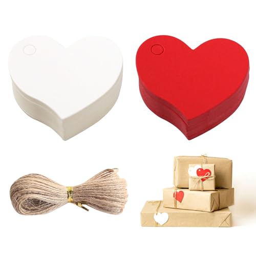 LunarCharm 200 Stück Herz Geschenkanhänger Klein, mit Hanfseil, Herz Anhänger Papier, Faschingsdeko DIY, für Valentinstag Hochzeit Geburtstag Kommunion Feiertags Dekoration LunarCharm 200 Stück Herz Geschenkanhänger Klein, mit Hanfseil, Herz Anhänger Papier, Faschingsdeko DIY, für Valentinstag Hochzeit Geburtstag Kommunion Feiertags Dekoration von LunarCharm