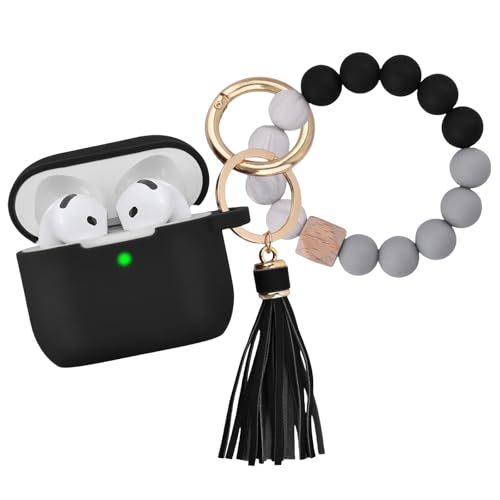 LunarCharm Hülle Kompatibel mit AirPods 4 – weiche Silikonhülle mit Armband-Lanyard und Schlüsselanhänger, stoßfest und Kratzfest, süßes Design, Schwarz LunarCharm Hülle Kompatibel mit AirPods 4 – weiche Silikonhülle mit Armband-Lanyard und Schlüsselanhänger, stoßfest und Kratzfest, süßes Design, Schwarz von LunarCharm