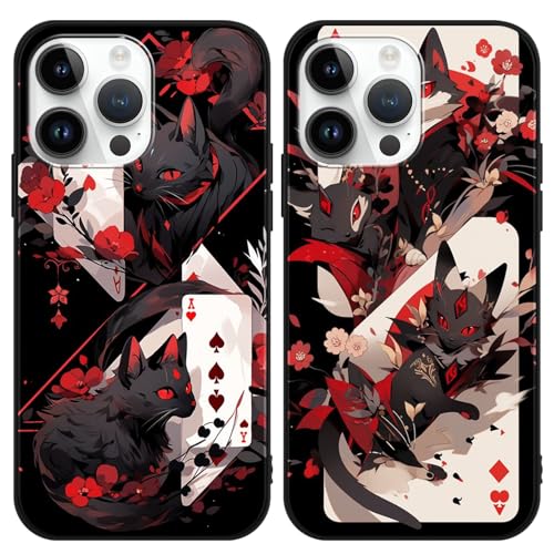 2 Stück Handyhülle für Apple iPhone 12 Pro Max Hülle 6.7'', Anime Art Anime Katze und Spielkarten künstlerische Ästhetik mit Motiv Designs Case Schutzhülle Stoßfest TPU Weich Ultra Dünn Cover -07 von LunarDrift