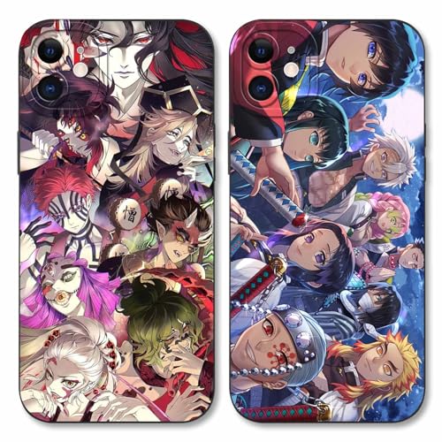 2 Stück Handyhülle für Samsung Galaxy A35 5G Hülle 6.6'', Anime Motiv Demon Slayer Kamado Nezuko Tanjirou Zenitsu Kagaya Amane Manga Muster Schutzhülle Jungs Case Schutz der Linse TPU Cover, Schwarz1 von LunarDrift