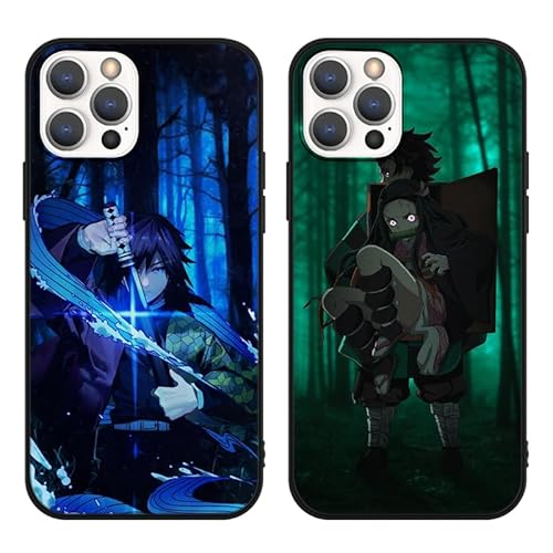 2 Stück Handyhülle für Samsung Galaxy S24 Ultra 5G Hülle 6.2 Zoll, Anime Demon Slayer Kamado Nezuko Tanjirou Giyuu Muster Design Manga Case Cartoons Schutzhülle TPU Silikon Charmant für Jungen Frau von LunarDrift