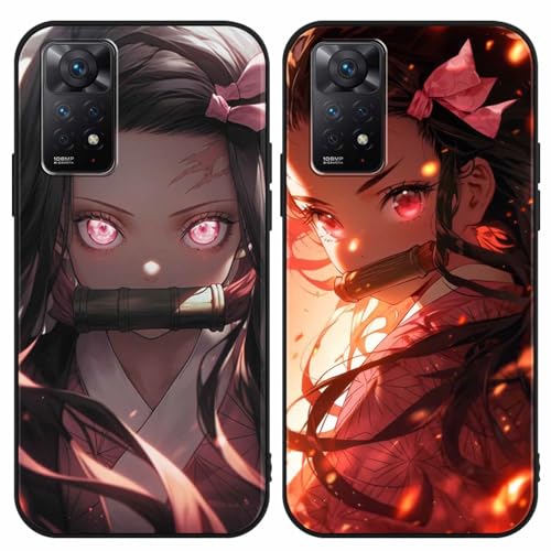 2 Stück Handyhülle für Xiaomi Redmi Note 11 Pro(4G/5G) 2022 Hülle 6.67 Zoll, Anime Kamado Nezuko Mode Muster Design Manga Case Cartoons Schutzhülle TPU Silikon Ultra Dünn Charmant von LunarDrift