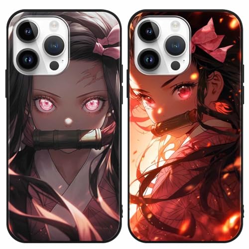 2 Stück Handyhülle für iPhone 11 Pro MAX Hülle 6.5 Zoll, Anime Demon Slayer Kamado Nezuko Mode Muster Design Manga Case Cartoons Schutzhülle TPU Silikon Ultra Dünn Charmant für Jungen von LunarDrift